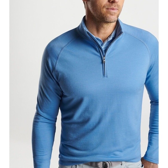 Peter Millar Excursionist Flex Performance Q-Zip Pullover Merino Wool Teal XXL - Picture 3 of 16